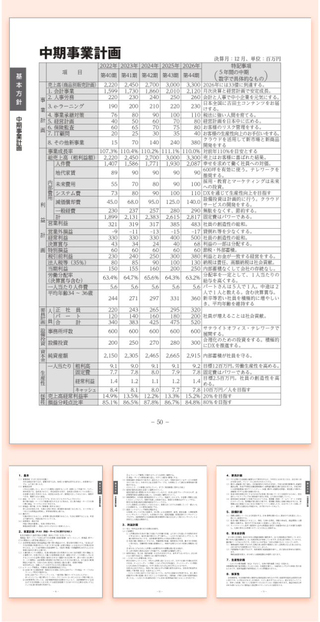 中期事業計画の本文抜粋スクリーンショット